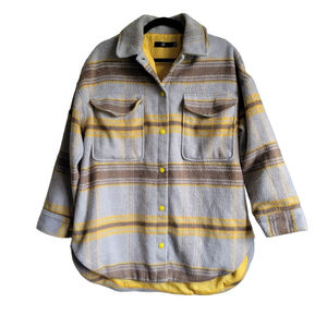 Women's Missguided Plaid Shacket Size 4 Gray & Yellow Jacket